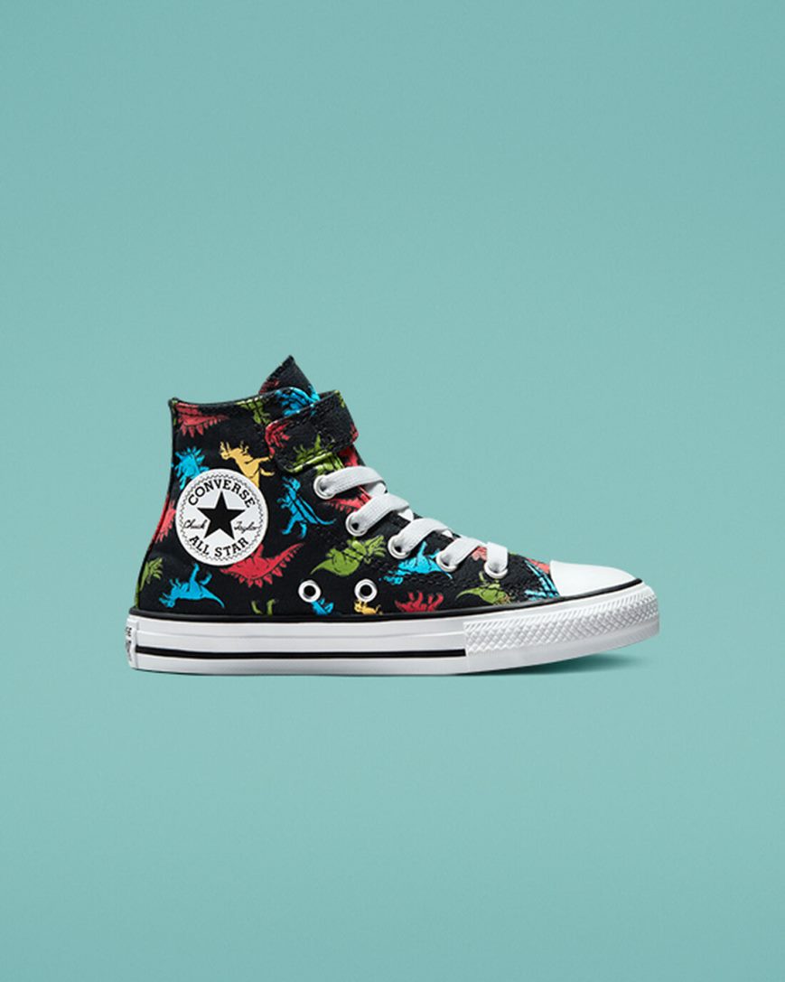 Dívčí Boty Vysoké Converse Chuck Taylor All Star Easy-On Dinosaurs Černé Červené Blankyt | CZ FDMO28